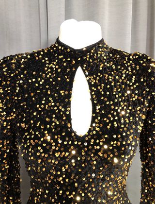 Vestito paillettes oro nero taglia unica