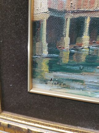 Óleos sobre tela. 2 Cuadros de “Cañón”. Paisajes rurales. Principios s.XX. Bonitos marcos de madera con pan de oro, muy bien hechos. En perfecto estado.