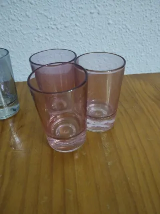 Chupitos cristal colores rosa, azul y amarillo