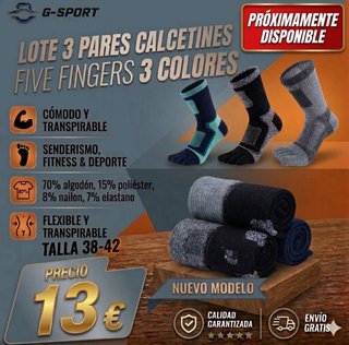 3 PARES CALCETINES FIVE FINGERS 38/39/40/41/42/