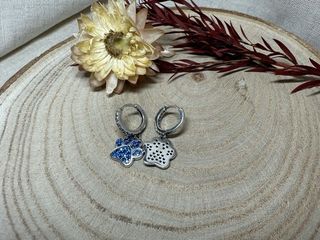Pendientes Plata Huella Perro Azul