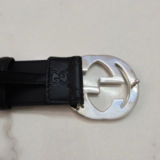 Cintura Gucci Nero Fibbia GG Argento Unisex