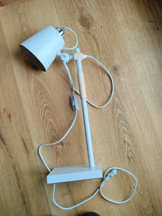 Lámpara de escritorio flexo metal y madera