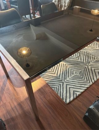 Mesa comedor cristal negro y metal