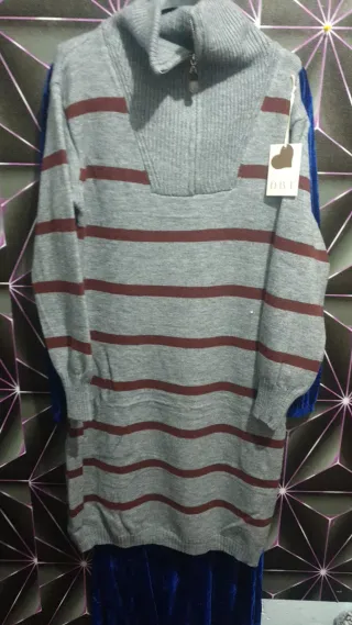 Jersey de rayas con cuello alto y cremallera m l