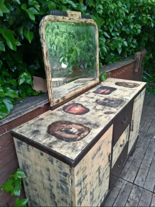 Aparador vintage cómoda con espejo taquillon retro