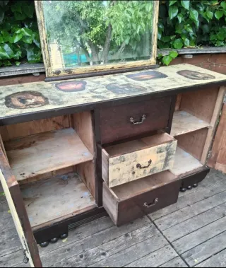 Aparador vintage cómoda con espejo taquillon retro