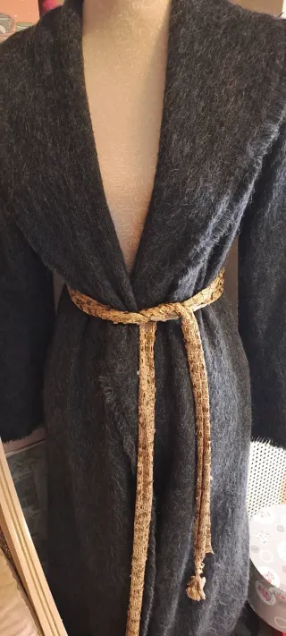 Abrigo Mango Lana Mohair Gris