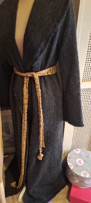 Abrigo Mango Lana Mohair Gris