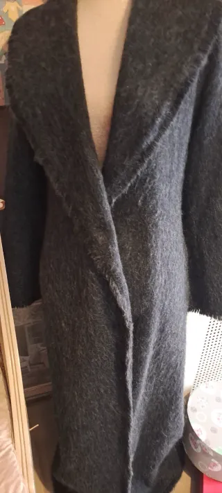 Abrigo Mango Lana Mohair Gris