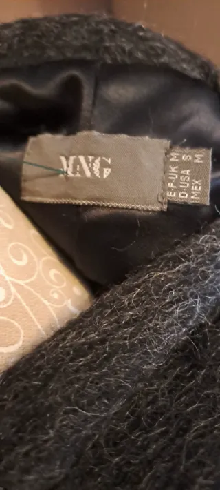 Abrigo Mango Lana Mohair Gris