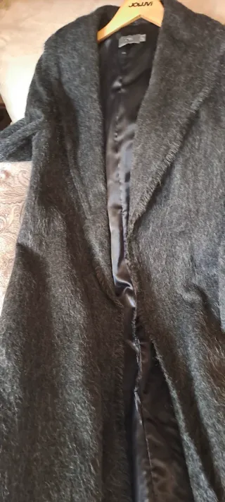 Abrigo Mango Lana Mohair Gris