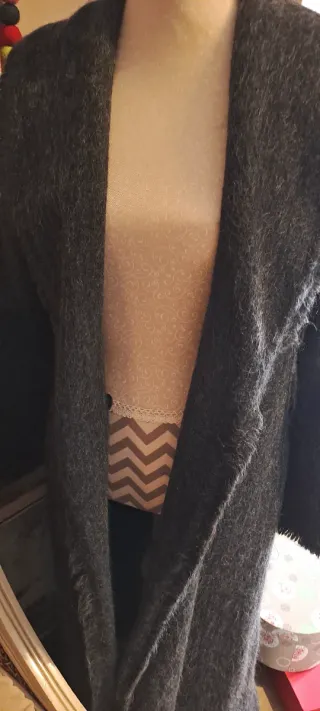 Abrigo Mango Lana Mohair Gris