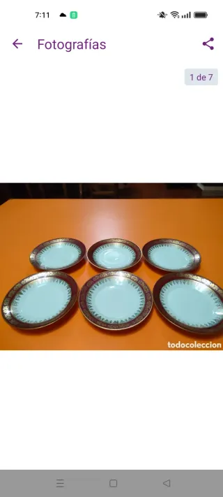 6 Piatti Panieri Limoges Porcellana Dorata