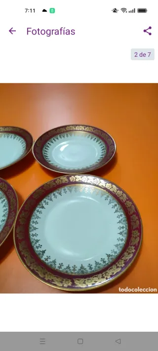 6 Piatti Panieri Limoges Porcellana Dorata