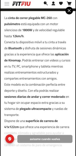 Cinta de correr plegable Fitfiu MC-260