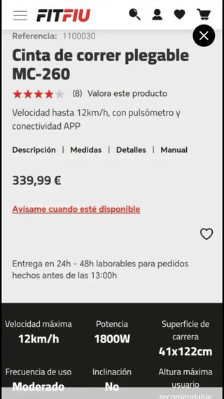 Cinta de correr plegable Fitfiu MC-260