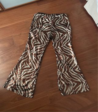 Pantalón fiesta lentejuelas marrón y dorado