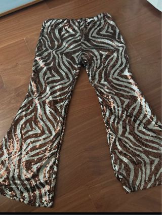 Pantalón fiesta lentejuelas marrón y dorado