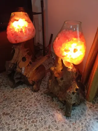 Lampade Sale Himalaya Legno e Vetro soffiato