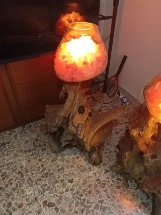 Lampade Sale Himalaya Legno e Vetro soffiato