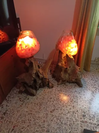 Lampade Sale Himalaya Legno e Vetro soffiato