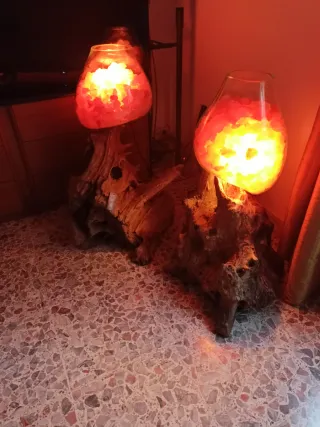 Lampade Sale Himalaya Legno e Vetro soffiato