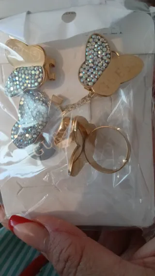 Conjunto Guess Mariposa Acero 18k