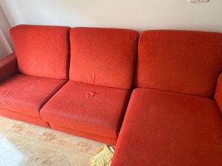 Sofá chaise longue 3 plazas rojo