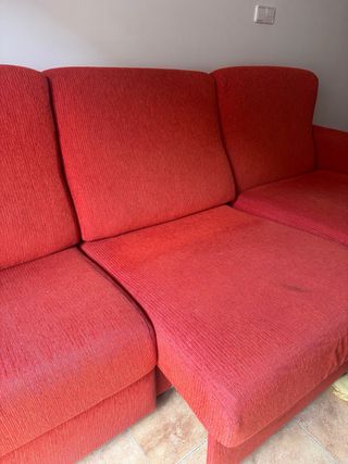 Sofá chaise longue 3 plazas rojo