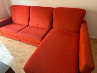 Sofá chaise longue 3 plazas rojo