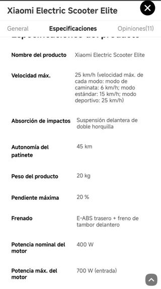 Patinete Eléctrico Xiaomi Elite