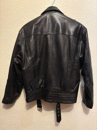 Chaqueta Biker Cuero Negra