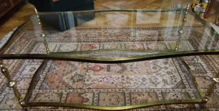 Mesa de centro cristal y metal