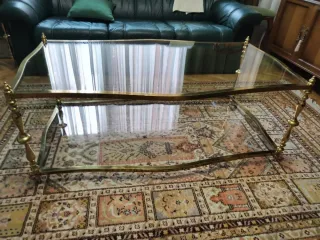 Mesa de centro cristal y metal