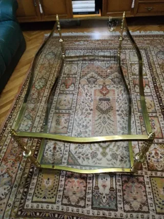 Mesa de centro cristal y metal