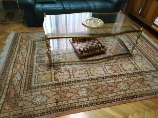 Mesa de centro cristal y metal