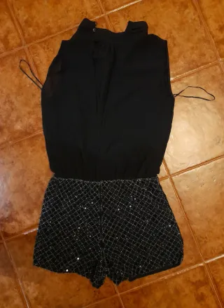 Mono corto fiesta lentejuelas, sin mangas