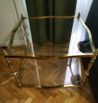 Carrito Auxiliar Cristal y Metal Dorado