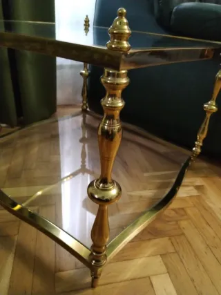 Carrito Auxiliar Cristal y Metal Dorado