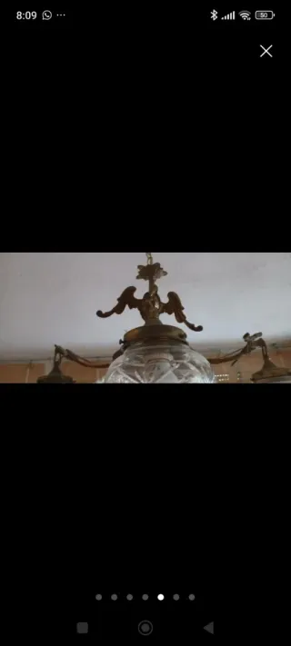 Lámpara de techo antigua cristal Años 40/50