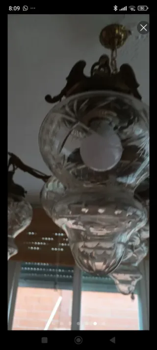 Lámpara de techo antigua cristal Años 40/50