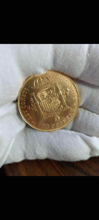 Moneda de Oro  100 pesetas alfonsina 18*97