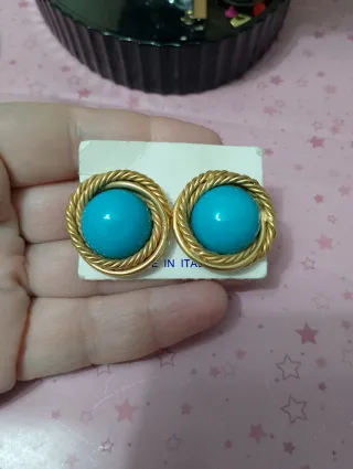 Orecchini vintage anni '80 oro turchese