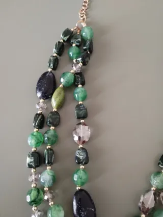 Collana statement 3 fili nero verde