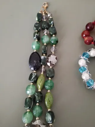 Collana statement 3 fili nero verde