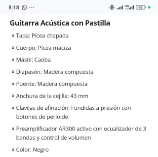 Guitarra Acústica James Neligan EW3000 CBK