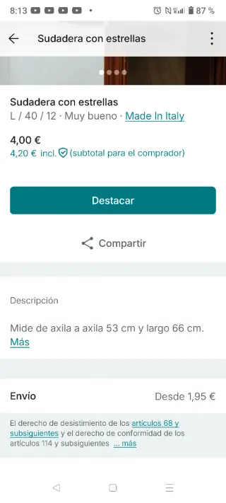 Sudadera azul con estrellas blancas