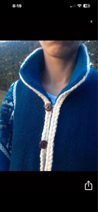 Capa /Poncho artesanal Ecuador azul y blanco