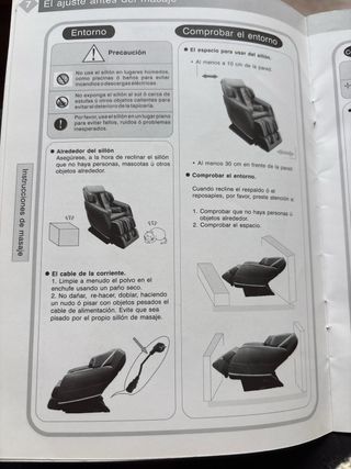 Sillón Masajeador de lujo Negro Cuero 80x140x120